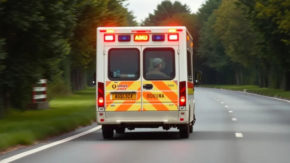 Ambulance en mouvement sur la route