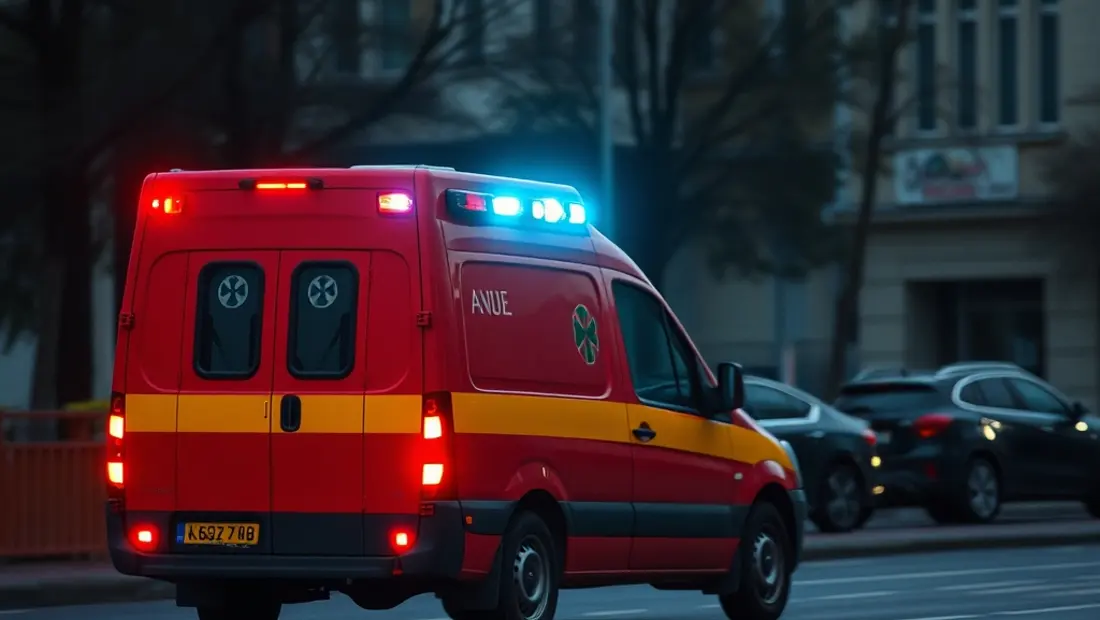 Ambulance en mouvement sur une route